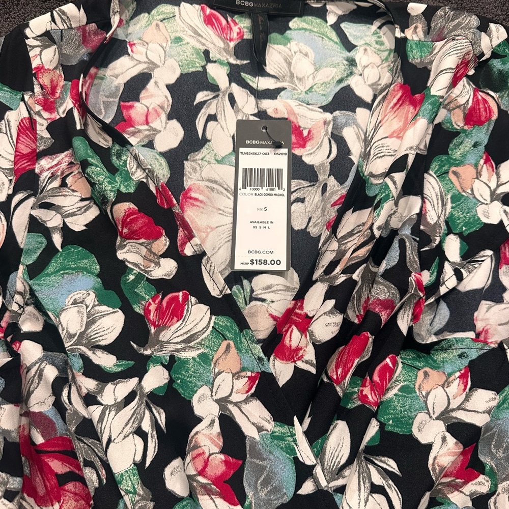 BCBGMaxAzria Black and Red Floral Dress